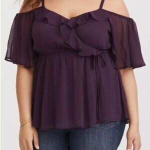 Torrid – Chiffon Cold Shoulder Blouse – Purple – Torrid plus size 2